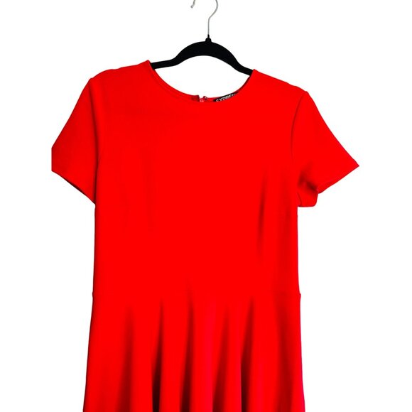 2/$30 Express Dress Medium Coral Red Flirty Hi-Low Hem Adorable Flowy Fabric - Picture 7 of 13